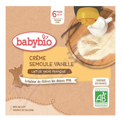 BABYBIO Mléčná svačinka krupice vanilka 4x85g