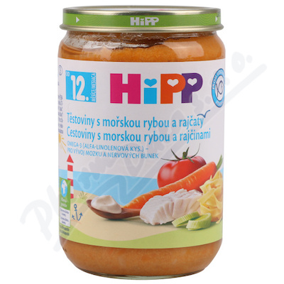 HiPP Těstoviny s mořskou rybou a rajčaty 12m 220g